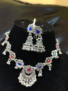 Oxidised Jhumki Set