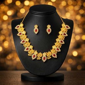 Gold Plated Necklace with Earrings Set