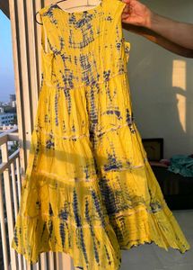 Vibrant Yellow Tie-Dye Maxi Dress