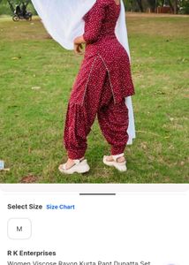 Maroon Printed Kurta Pant Dupatta Set