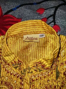 Blue &amp; Yellow Print Kurta For Festive Season 36 Size
