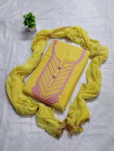 Elegant Yellow Embroidered Kurti with Dupatta Set