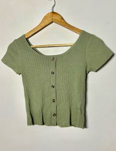 Chic Ribbed Button-Up Top
