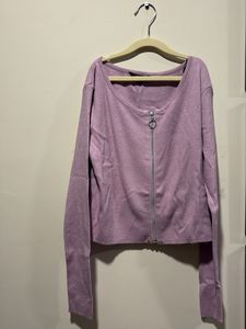 Purple Cropped Zip-Up Top