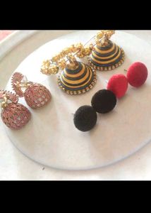 Boho Fabric Button Earrings