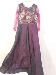 Ethnic Purple Gown Set