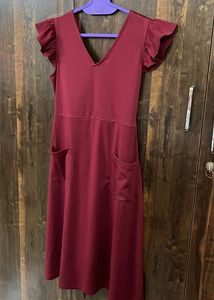 Maroon Party Wear Dress – Never Worn – Size S with
