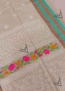 Kora Silk Saree With Heavy Embroidery Blouse