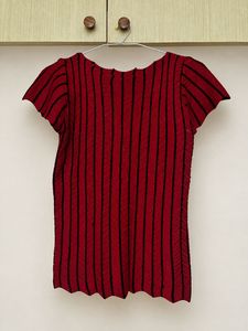 Red & Black Striped Knitted Top