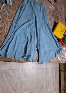 Elegant Light Blue Palazzo indowestern