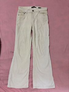 Cream Wide Leg Corduroy Pants