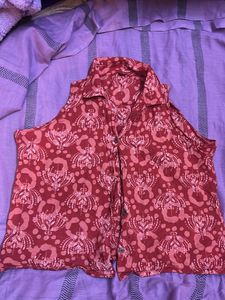 Boho Print Sleeveless Button-Up Top