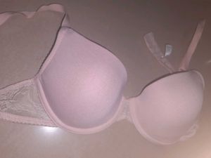 Lace Trimmed Pink Bra