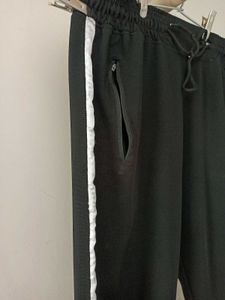 2psc Premium Unisex Black Mesh-Panel Track Pants