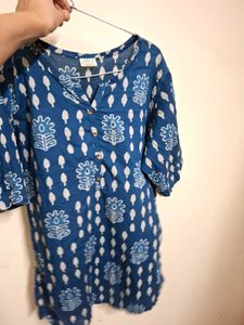 Blue Block Print Kurta