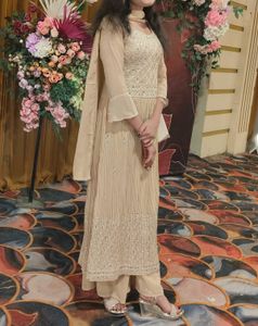 Cream Nayra Suit Mirror Work 🩷