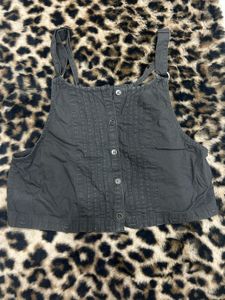 Black Button-Up Crop Top