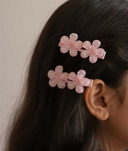 Cute and Sparkle Pink Flower Hair Clips (Set of2