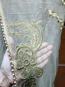 Designer long dress with Gold Embroidery