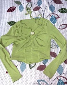Urbanic Lime Green Cut-Out Crop Top