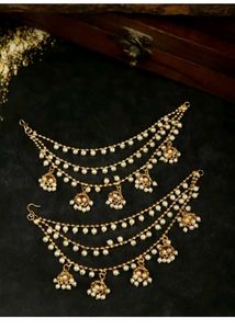 Elegant Pearl &amp; Jhumka Ear Chain