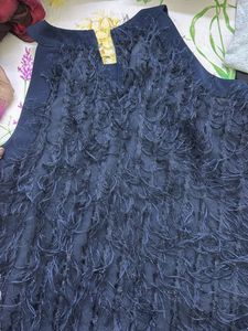Elegant Navy Feather top
