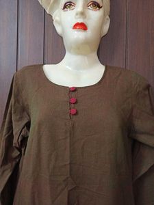 Dual Shade Handloom Cotton Kurta With Zari Border