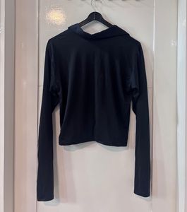 Chic Black Ruched Button-Up Top