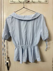 Light Blue Peplum Top