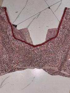 Stunning Sequined Saree with Red Border