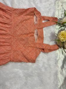 Coral Print Square Neck Dress