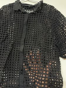 Chic Black Cut-Out Shirt