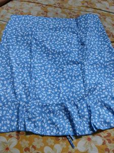 Blue Floral Ruffle Skirt