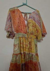 boho-inspired printed mini dress