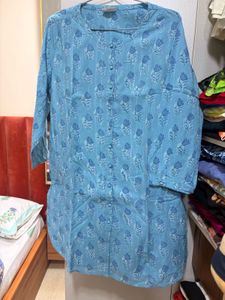 anokhi Blue Floral Print Kurta