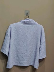 oversized Chic Lavender Textured Button-Up Top