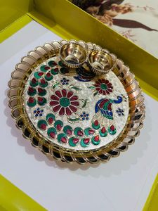 Decorative Peacock Design Pooja Thali new wdttag