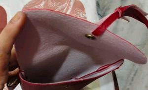 Red Faux Leather Belt Bag with Tassel