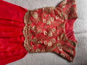 Elegant Coral Embroidered Gown( HIGH DISCOUNT)