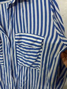 Blue &amp; White Striped Button-Up Shirt