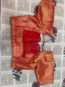 Beautiful Red &amp; Gold Brocade Saree