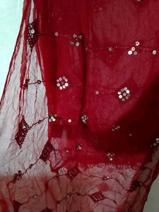 Red Sequined Dupatta