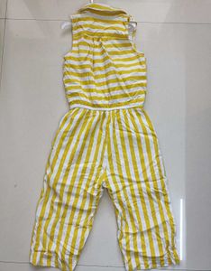 Yellow &amp; White Striped Jumpsuit
