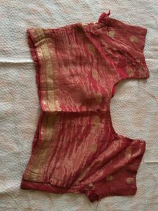 Maroon Brocade Blouse with Gold Polka Dots