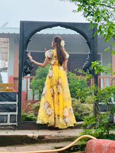 Vibrant Yellow Floral Maxi Dress