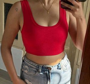 Vibrant Red Cropped Tank Top