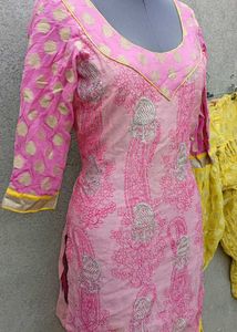 Pink Kurta with Yellow Patiala
