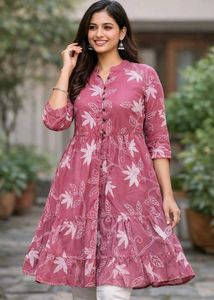 Floral Print Front Cutting Dress
