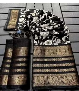 Elegant Black Floral Saree