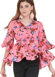 Price Dropped !! Branded Pink Floral Wrap Top